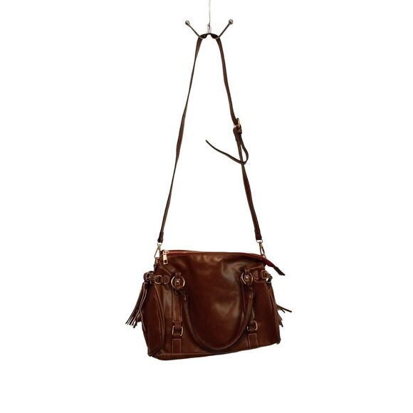 none Handbags - Brown faux leather crossbody medium sized fringe side purse